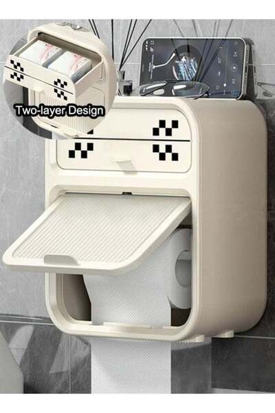 Generic Tissue Box Shelf Wall Mounted Paper Holder Waterproof with Built-in S...