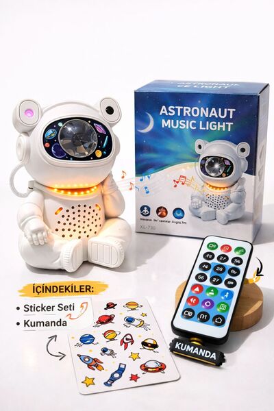 madewithlove Astronot Galaksi Projeksiyon Bluetooth Hoparlör – Işıklı Ses Bom...