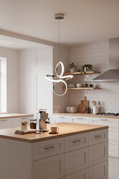 TERRA LIGHTING Minimal Yonca Power Led Avize, 3 Renk Yanabilen Lüks Led Avize...