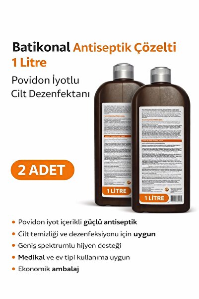 NW NessiWorld Povidon İyotlu Baticonal Antiseptik Çözelti 1 Litre x 2 Adet Ci...