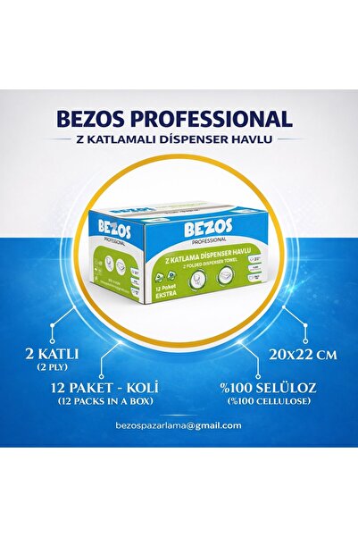 Twin Store Bezos Professional Z Folded Dispenser Towel 2 Layer Cellulose 20X2...