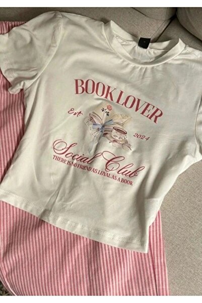 Gofeel Harajuku Y2K Book Lover Štampano Bela Skraćeni kroj majica