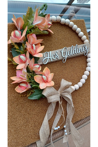 Okaliptus Tasarım Welcome Wooden Bead Design Door Ornament