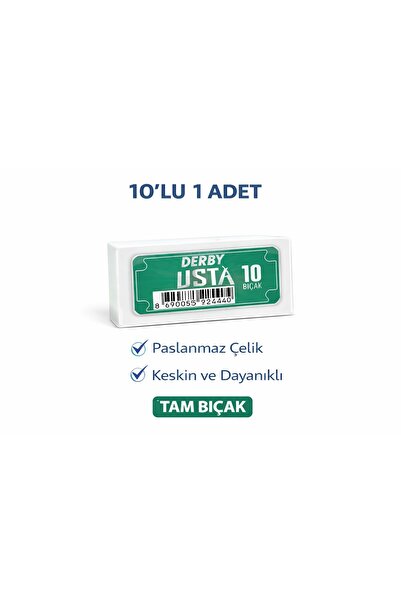 Twin Store Derby Usta Reversible Razor Full Barber Razor 10Pcs 1 Pack