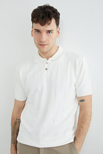 Fulla Moda Πλεκτό μπλουζάκι με λαιμόκοψη πόλο Με σχέδιο