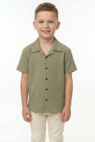 Fulla Moda Boy's Shirt with Folded Sleeves and Buttons