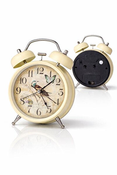 madewithlove Retro Metal Çalar Saat Sessiz Mekanizmalı Alarm Masa Saati (Siya...