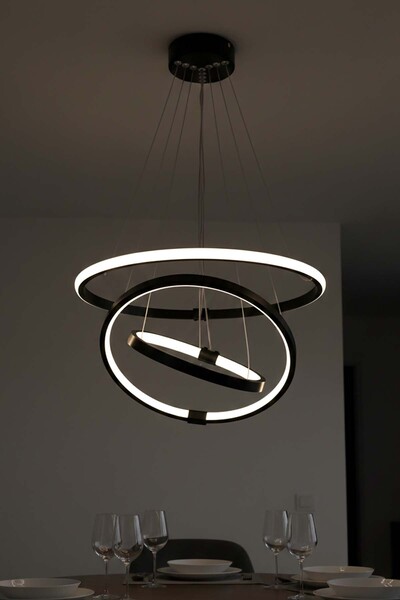 TERRA LIGHTING Minimal Halka Üç Şerit Sarkıt Led Avize, 3 Renk Yanabilen Led ...