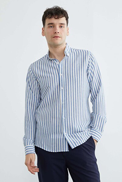 Fulla Moda Ριγέ Seersucker πουκάμισο