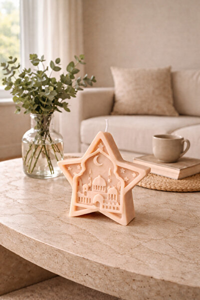 Candle d’amour Yıldız Ramazan Mum – Sandal Kokulu Soya Wax Dekoratif El Yapımı Mum