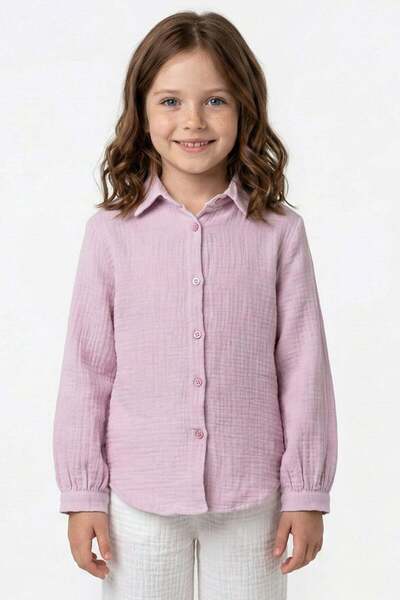 Fulla Moda Πουκάμισο για κορίτσια από 100% ύφασμα μουσελίνας Βαμβάκι