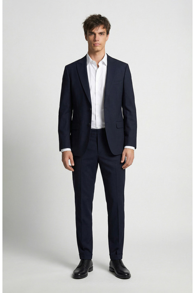 Network Lacivert Çizgili Takım Elbise