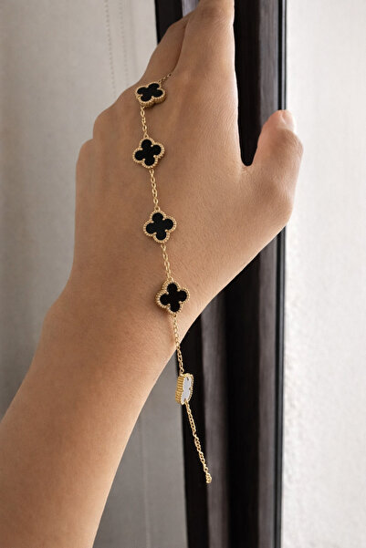 NO BRAND Ellis Gold Bracelet with Long Strappy – Cliff Model with Clover Flow...