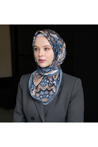 Vav ipek Neo Etnik indigo Eşarp