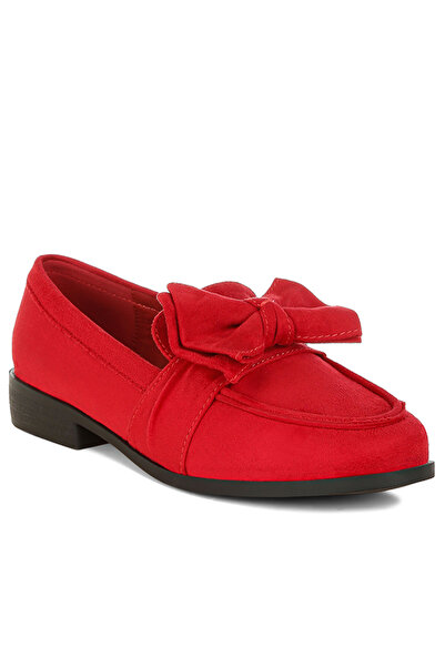 london Rag Women's Bow Accent Heeled Loafers In Red
