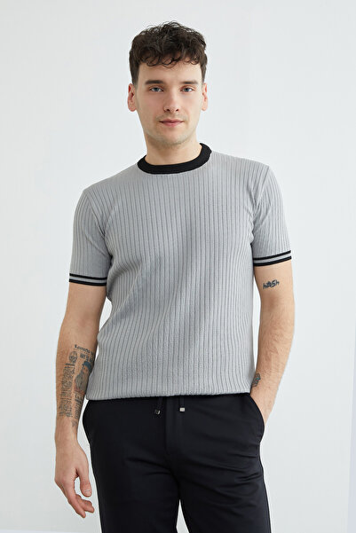 Fulla Moda κοτλέ με ρέλι Πλεκτό μπλουζάκι με λαιμόκοψη ποδηλάτου