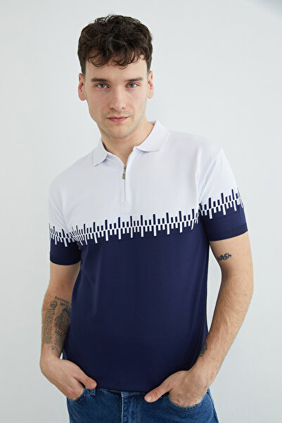 Fulla Moda Polo majica sa polupatentnim zatvaračem i pletenim ovratnikom