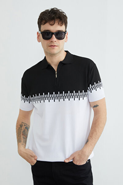 Fulla Moda Polo majica sa polupatentnim zatvaračem i pletenim ovratnikom