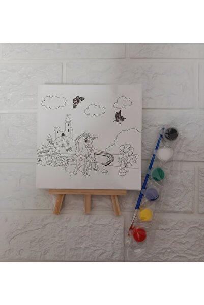 JADES TUVAL BOYAMA SETİ (ŞÖVALE, FIRÇA VE 6 RENK AKRİLİK BOYA SETİ) MİNİ TUVA...