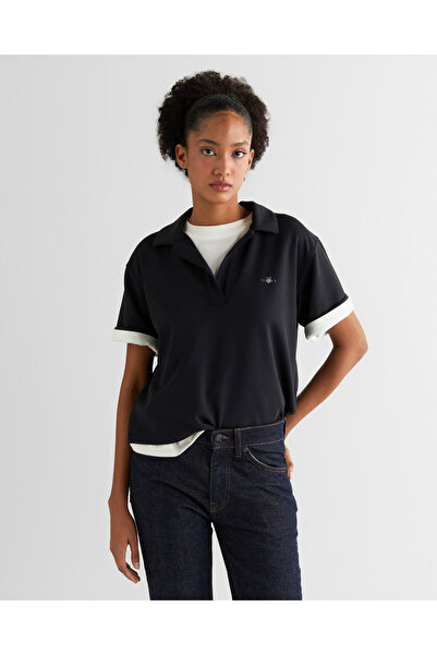 Gant Kadın Siyah Relaxed Fit Polo Yaka Polo