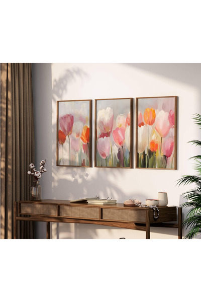 woodhomeworks Τριπλός πίνακας με ξύλινο πλαίσιο qmrc