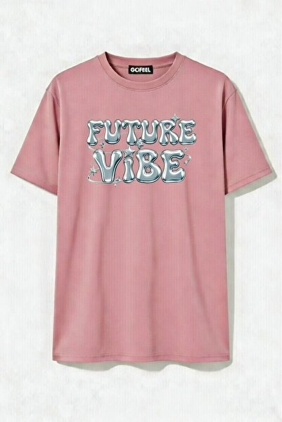 Gofeel Unisex Oversized Pink Future Vibe Detailed T-Shirt