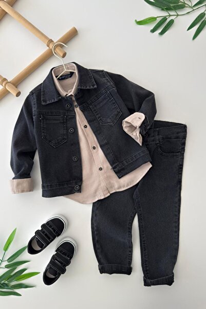 Minigimin Cicileri Set 3 piese pentru băieți cu jachetă și cămașă din denim -...