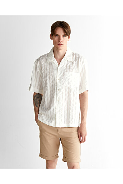 Gant Erkek Krem Relaxed Fit Klasik Yaka Çizgili Gömlek