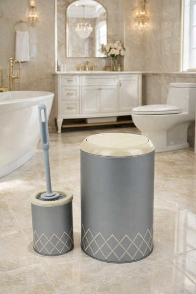 Vichy Geometric Zigzag Patterned 2-Piece Bathroom Set