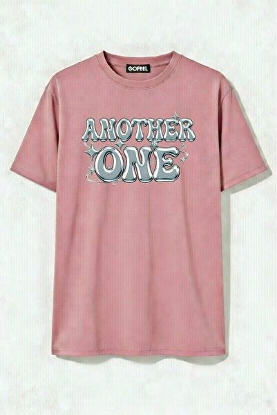 Gofeel Unisex Oversized Pink Another One Detailed T-Shirt