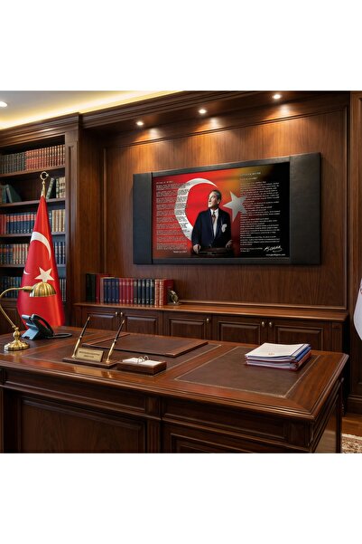 KUSOGLU Dijital Baskılı Deri Kaplı Çerçeveli Makam Panosu(80*160)