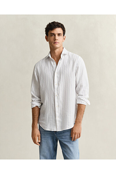 Gant Erkek Beyaz Regular Fit Çizgili Gömlek