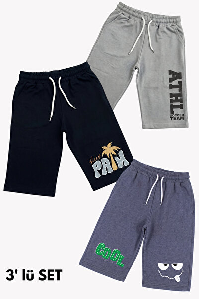 FYK COLLECTİON Σετ 3 τεμαχίων αγορίστικα σορτς Capri με διαφορετικά σχέδια κα...