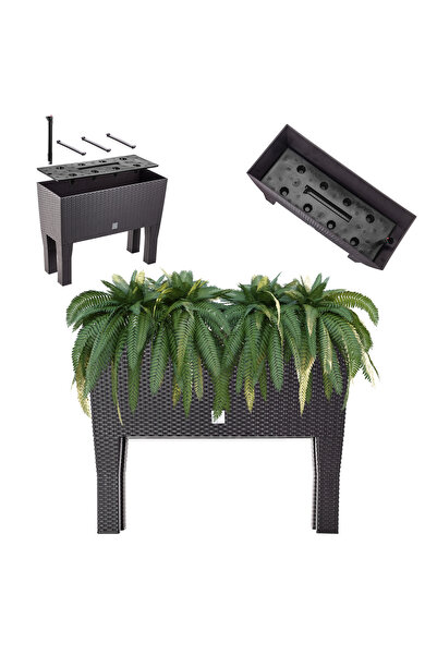 KADAX Ghiveci de grădină cu flori + cutie de flori cu picioare, maro, 60 cm