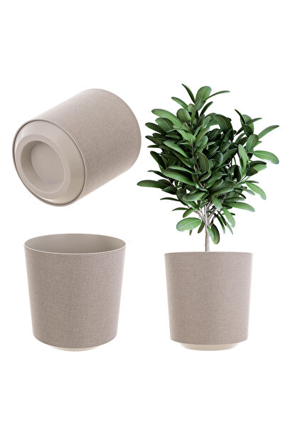 KADAX Ghiveci de flori, Ghiveci de flori, Rotund, Bej, Model din material tex...