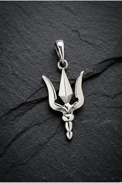 Ebrar Silver Gümüş Mızrak Kolye Ucu 925 Ayar Gümüş Poseidon Mızrağı Figürlü E...
