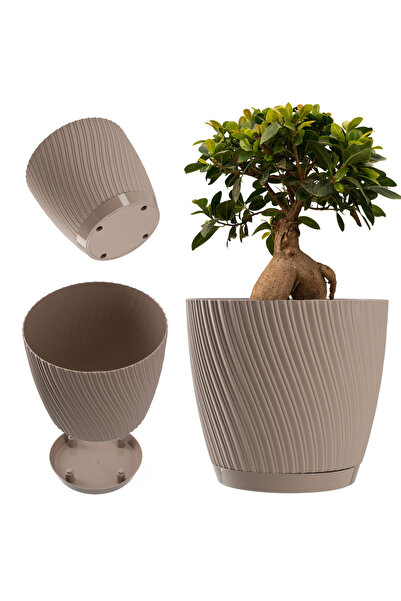 KADAX Ghiveci cu suport pentru flori, capac, bol rotund, 13 cm, maro