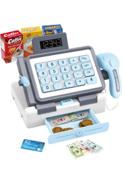 Toybox ماكينة تسجيل مدفوعات تفاعلية للأطفال مزودة بإضاءة وصوت، عربة تسوق، ميز...