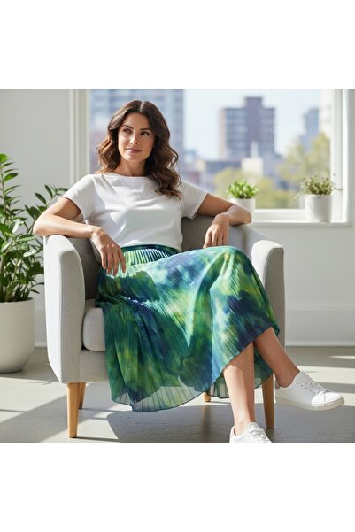 GÖMLEK GALERİSİ Patterned Elastic Waist Chiffon Woven Digital Print Women's S...