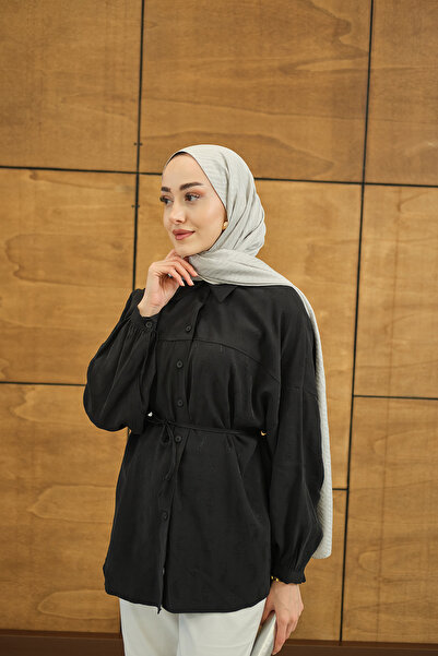 LOCCO Ženska košulja sa etničkim uzorkom od žakard tkanine, crna