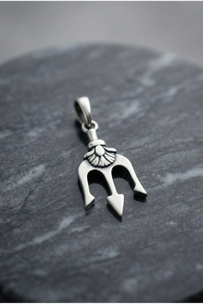 Ebrar Silver Gümüş Mızrak Kolye Ucu 925 Ayar Gümüş Poseidon Mızrağı Figürlü E...