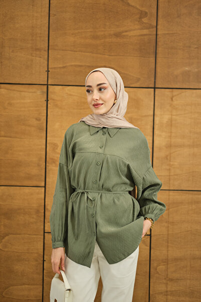 LOCCO Cămașă model în romburi Jacquard pentru femei, verde