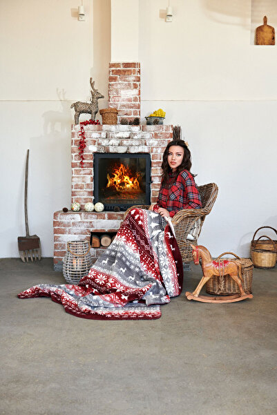 Sesli Yılbaşı Desenli Pamuklu Battaniye - Tek Kişilik