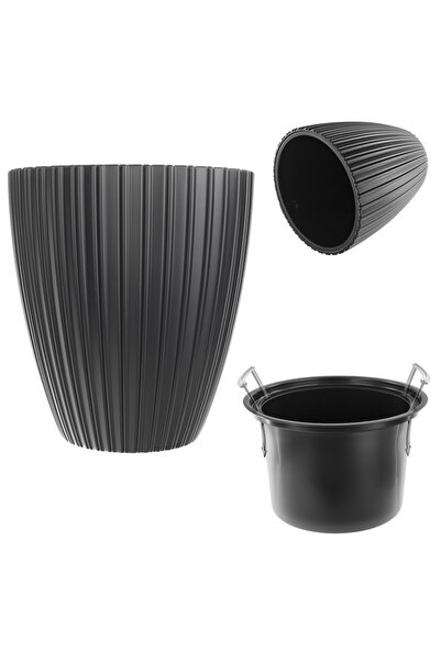 KADAX Ghiveci de flori 40 cm, capac cu insert, ghiveci de flori din plastic n...