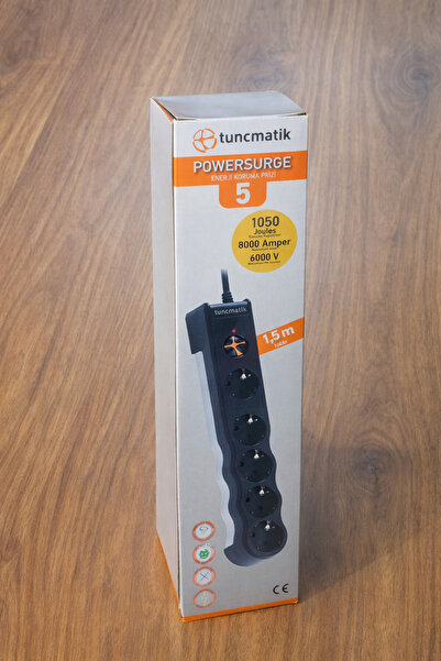 Tunçmatik TSK6136 Powersurge Enerji Koruma Prizi 5li 1050 Joule Siyah/ 1,5M K...