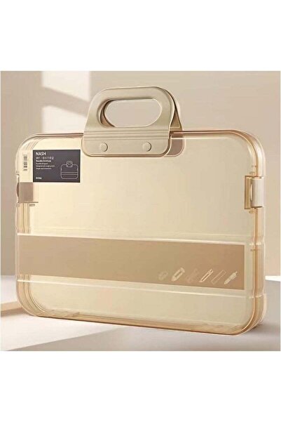 Arabest صندوق ملفات محمول، شفاف، مقاوم للماء، لتخزين المستندات، مزود بأزرار ك...