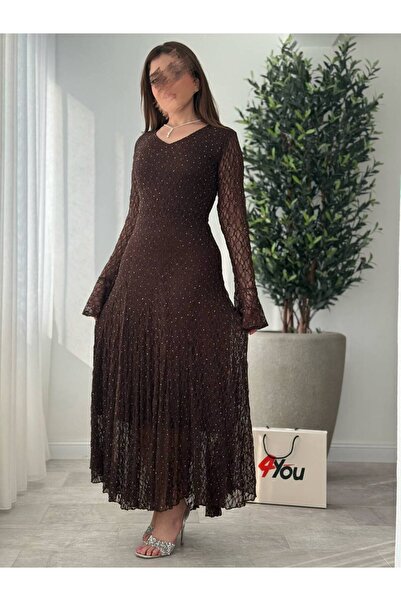Generic Elegant design, shiny brown lace dress