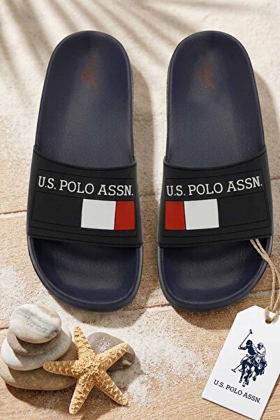 U.S. Polo Assn. Men's Navy Blue Comfortable Summer Shoes Slipper - Uspa Strip...