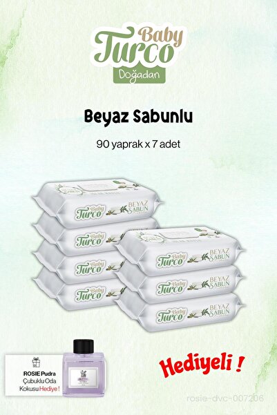 Baby Turco White Soap 7 Pack, 90's and Rosie Fragrance Gift