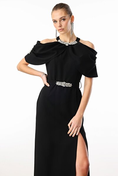 Moda İlgi MODAİLGİ Yakası ve Kemeri Aksesuar Detaylı Elbise 60007